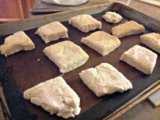 Cut biscuits instead of using glasses to make them round