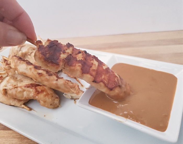 Perfect chicken satay with peanut sauce dip