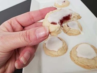 Bite of thumbprint cookie