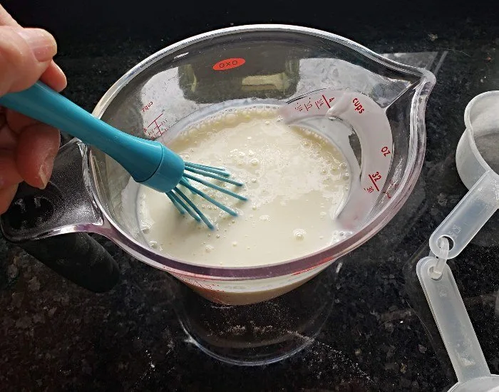 Whisk egg into buttermilk