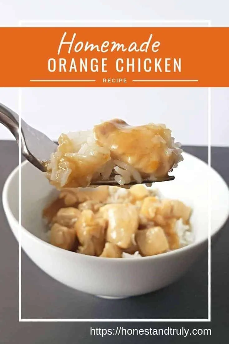 Homemade orange chicken is incredibly easy to make. This healthier version is cooked on the stovetop, not fried. With one easy sub, this makes a homemade gluten free orange chicken. Who doesn't love copycat Asian dinners? #orangechicken #asian #homemade #dinner