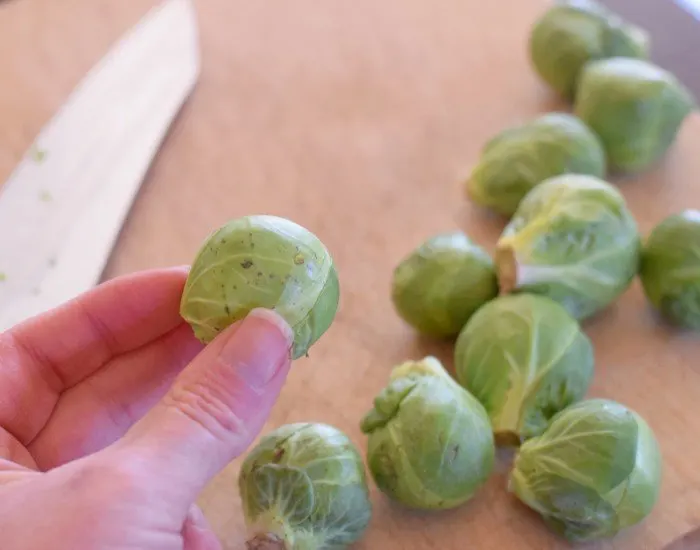 Remove any funky Brussels sprouts leaves