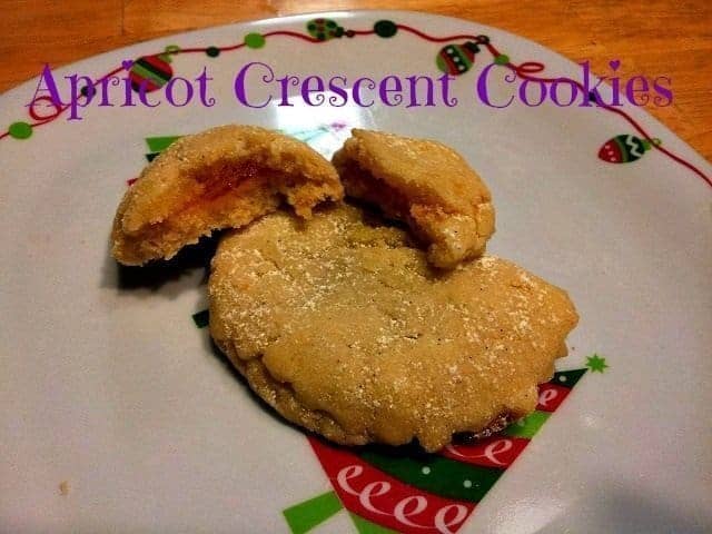 Apricot Crescent Christmas Cookies on a plate