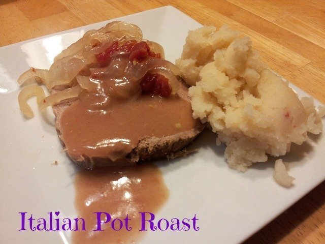 Plated Italian Pot Roast with mashed potatoes