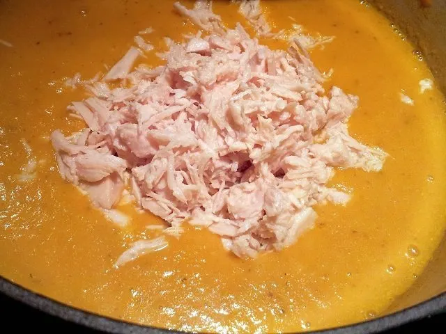 Chicken into the soup