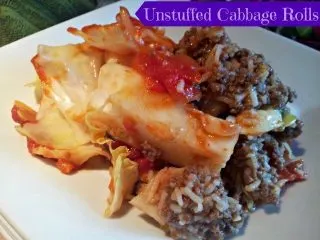 Cabbage rolls are delicious, but they are labor intensive. This quick fix recipe for unstuffed cabbage rolls has all the yum without all the fuss! These are naturally gluten free and quick to make for a weeknight dinner. #cabbagerolls #unstuffed #glutenfree #dinner