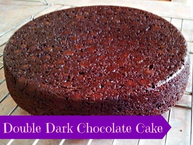 Double dark chocolate cake unfrosted
