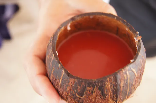 Rum punch in a coconut shell