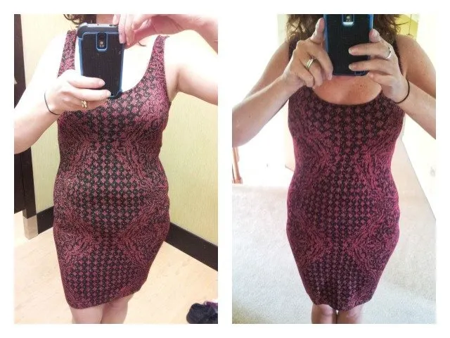 Shaklee goal dress mid March and at the end of August side by side.