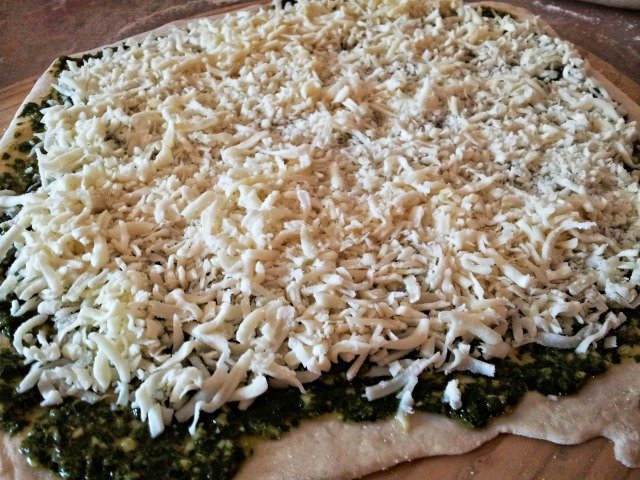 Chimichurri pizza is ready to bake