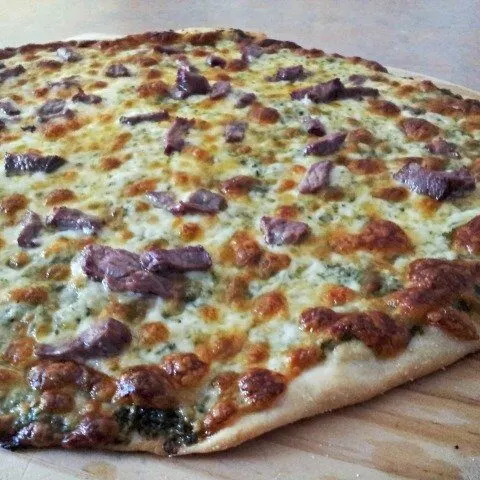 Chimichurri pizza on the peel