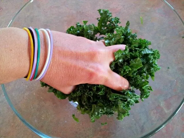 Massage the kale with your hands to get it to soften