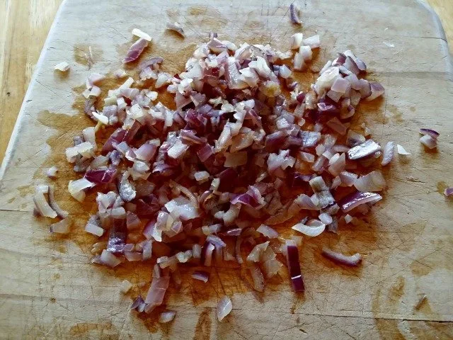 sauteed onions chopped further