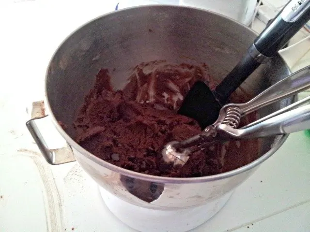 Mexican triple chocolate cookie dough ready to scoop