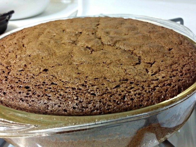 Chocolate olive oil cake baked
