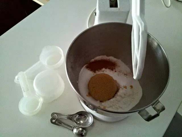 Dry ingredients for cherry streusel bread