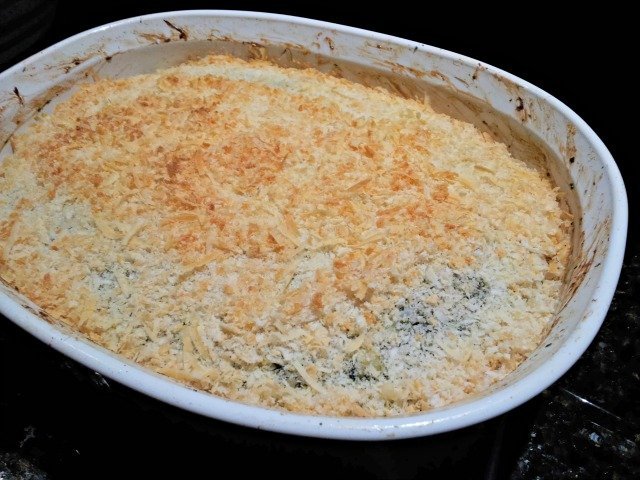 Baked spinach artichoke dip ready to serve