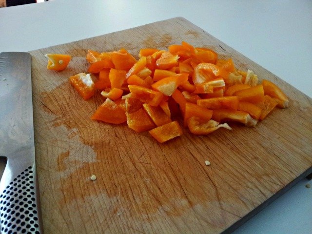 Perfectly chopped yellow peppers