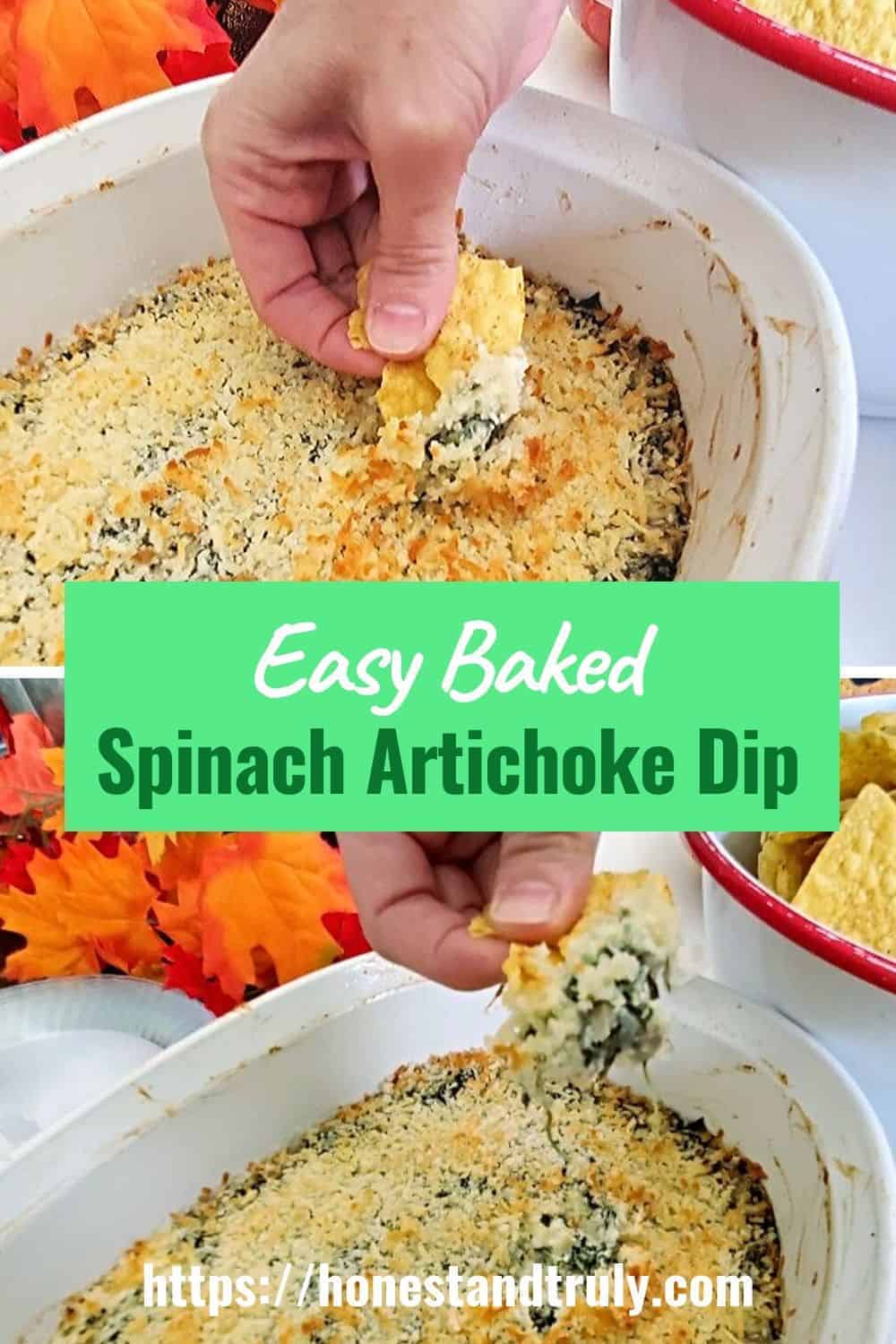 Delicious easy baked spinach artichoke dip