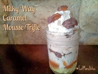 Enjoy a Milky Way Caramel Trifle - easy and delicious dessert recipe that will make you want to eat more dessert. This no bake dessert has a simple caramel mousse and wow it's delicious! #caramel #mousse #trifle #nobake