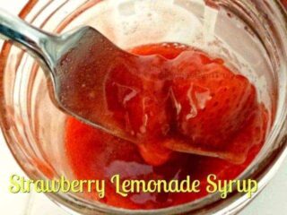 Strawberry lemonade syrup is easy to make and oh so tasty. It's a little bit of summer in a jar, ready to top pancakes, ice cream, or anything in between. #strawberry #lemonade #syrup #glutenfree