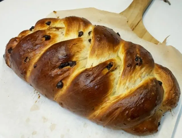 Gorgeous loaf of chocolate cherry challah