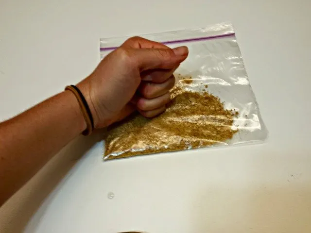 Easily crush graham crackers in a baggie with your fist