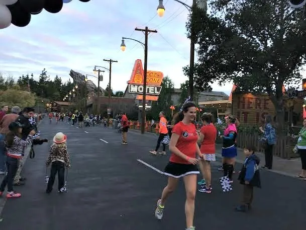 Nearing the finish line of the 2 mile Run Disney fun run at Disney Social Media Moms