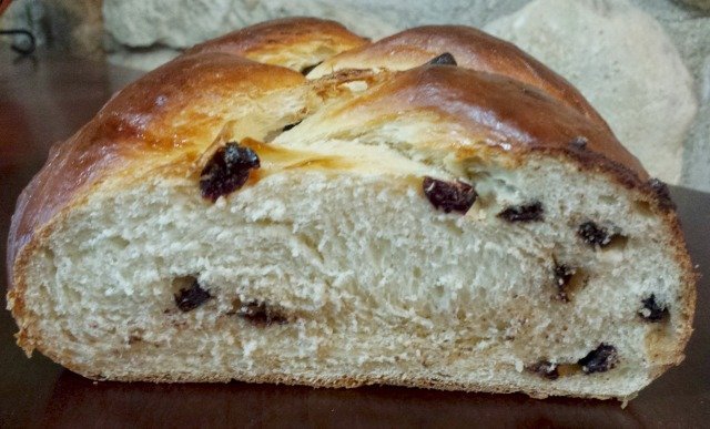 Slice into a gorgeous loaf of chocolate cherry challah
