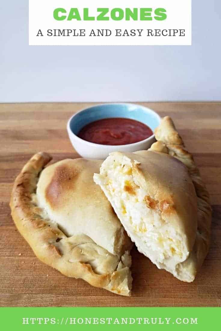 Delicious and easy homemade calzones recipes. Use a homemade pizza dough or store bought. This is a perfect twist on pizza night and so easy to make. Customize it with your favorite pizza toppings in the filling and enjoy! #calzones #easyrecipes #pizza #dinnerideas
