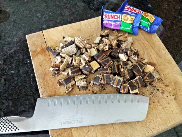 Cut up your frozen NESTLE Girl Scout Crunch Candy Bars to add to your ice cream