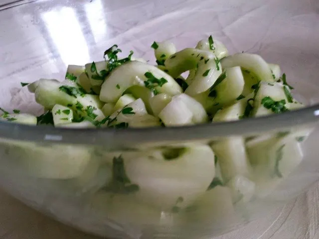 Cucumber salad is ready to eat!