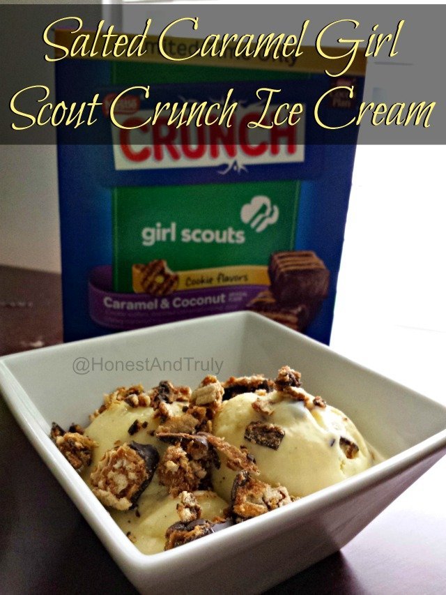 Salted Caramel Girl Scout Crunch Ice Cream is quite possibly the best thing I've ever made. It's an amazingly decadent and rich ice cream with a perfect crunch from the #Cookies2Crunch #shop