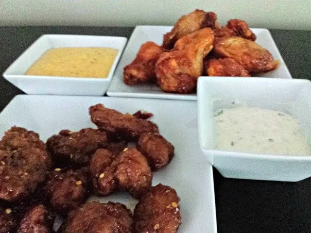 Wings with dipping sauces