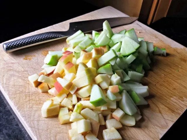Diced apples for cinnamon apple topping