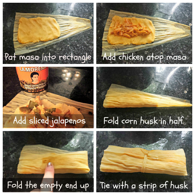 Steps to assemble a tamale