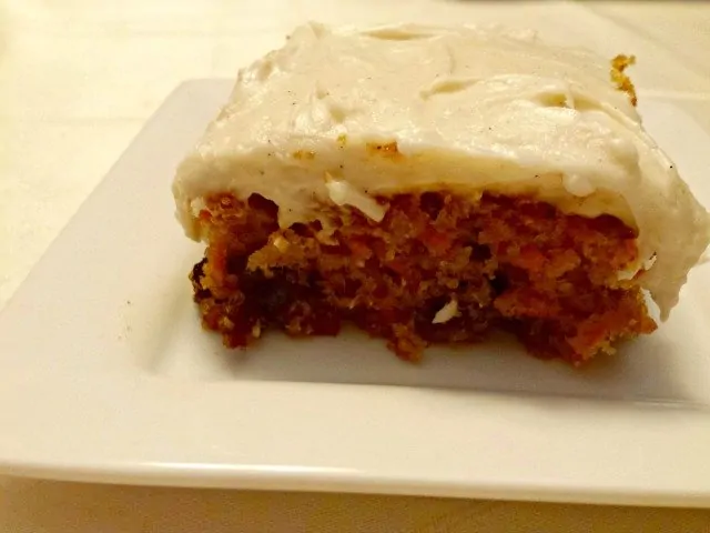 Slice of delicious homemade carrot cake