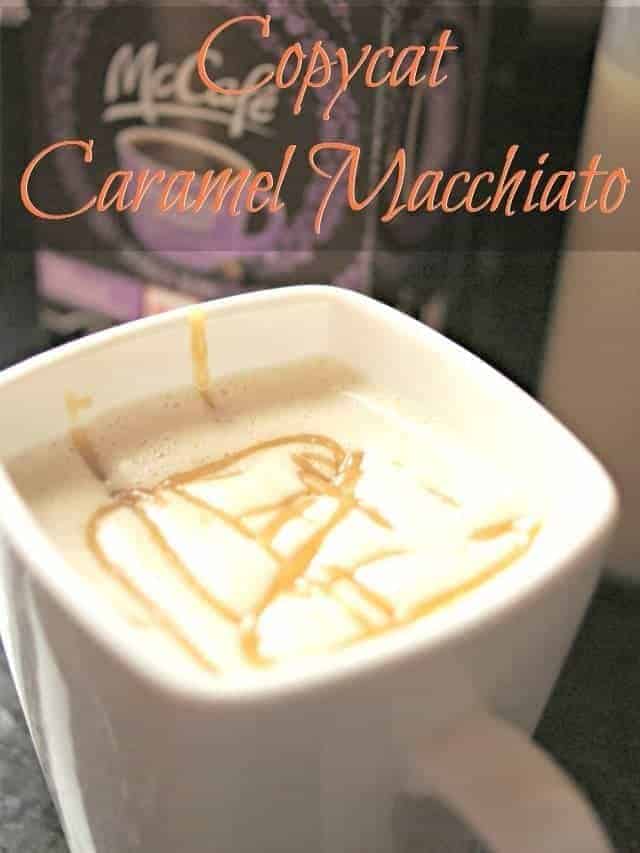 Cup of caramel macchiato made at home
