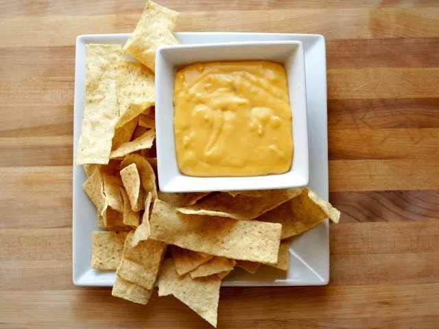 Homemade nacho cheese plate