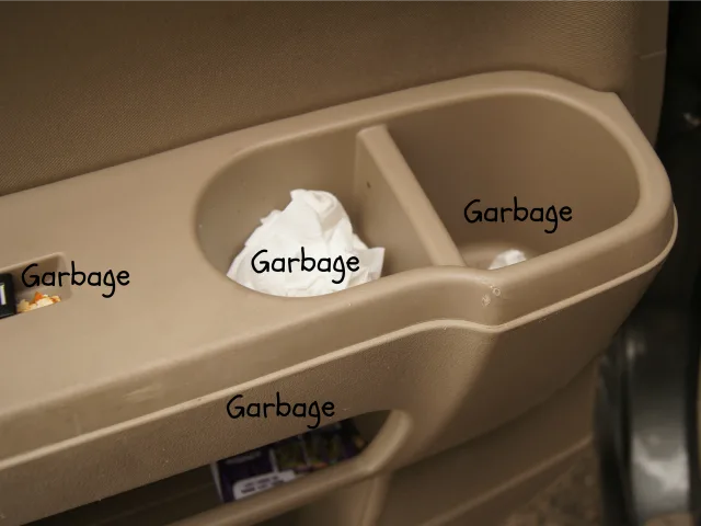 Garbage everywhere in the backseat