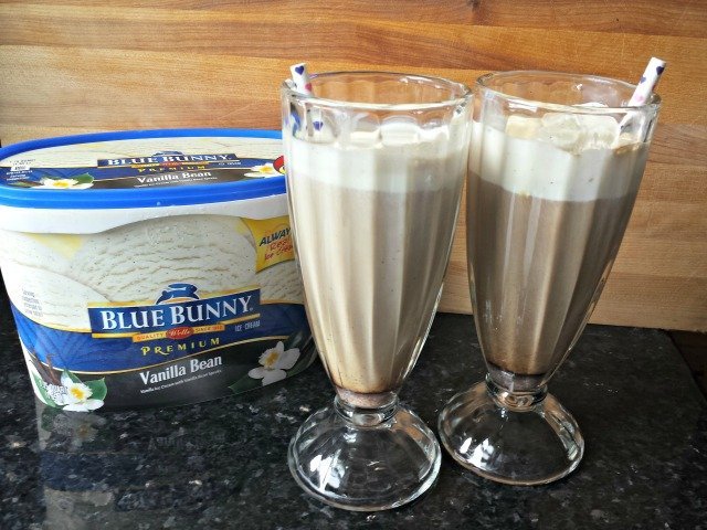 Blue Bunny iced coffee floats featuring homemade spiced creamer