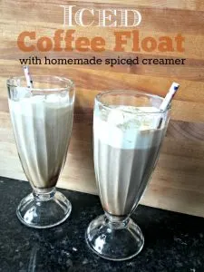 Iced coffee float recipe with a homemade spiced creamer bonus recipe