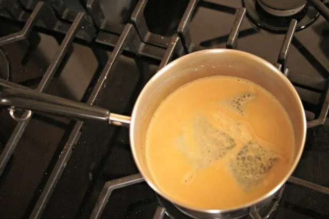 Milk steeped with green tea