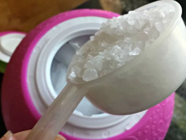 Add rock salt to your ice not your homemade strawberry frozen yogurt base