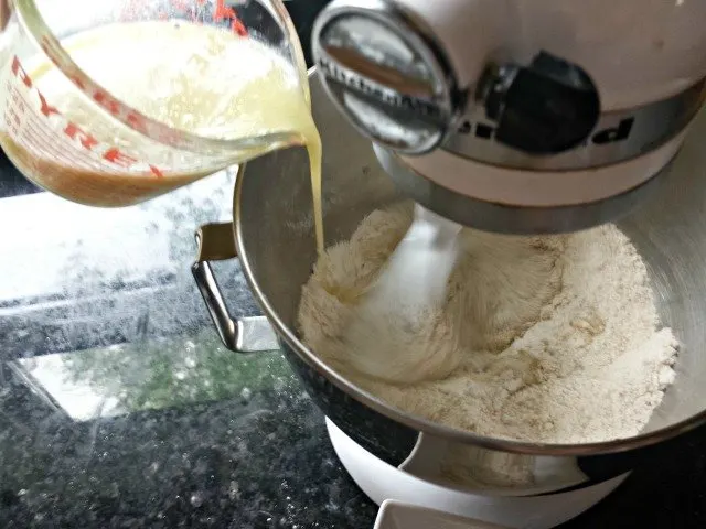 Add wet ingredients to dry ingredients