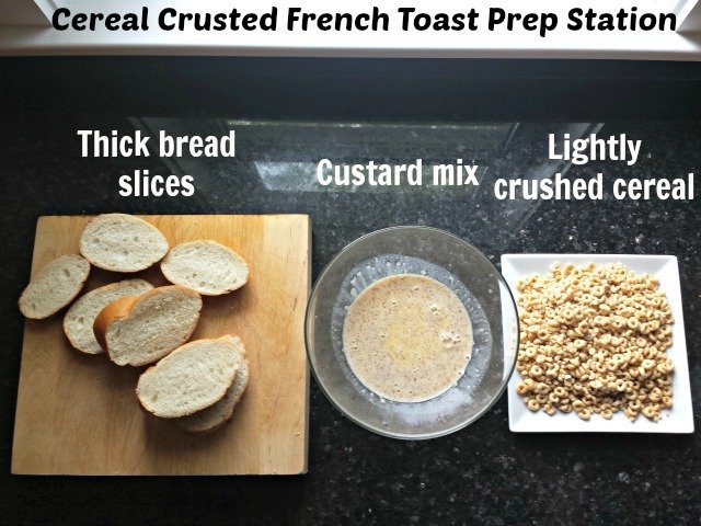Cereal crusted French Toast Prep Station