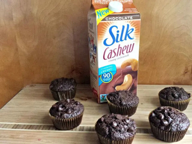Dairy free chocolate chip muffins made with Silk Cashew milk