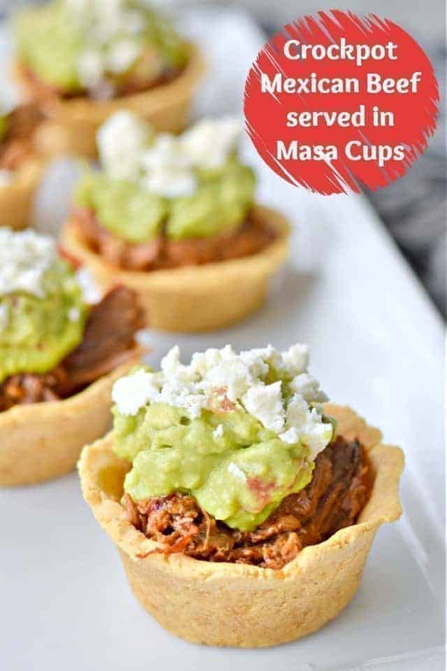 Crockpot Mexican Beef served in Masa Cups