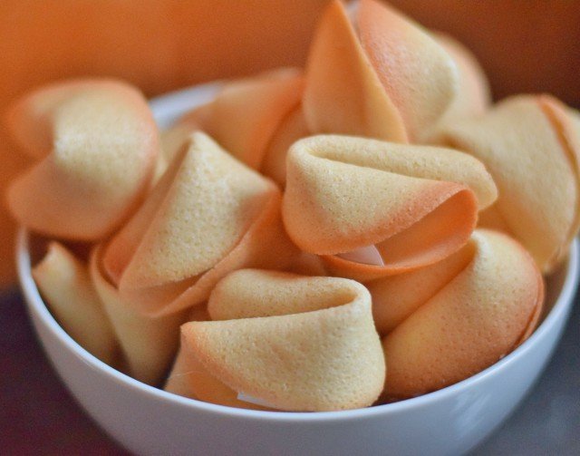 Bowl of homemade fortune cookies