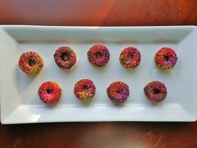 Homemade donuts on a platter to enjoy